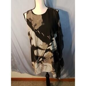 Alfani Dark grayish green tank top with sheer marbles flowy cover